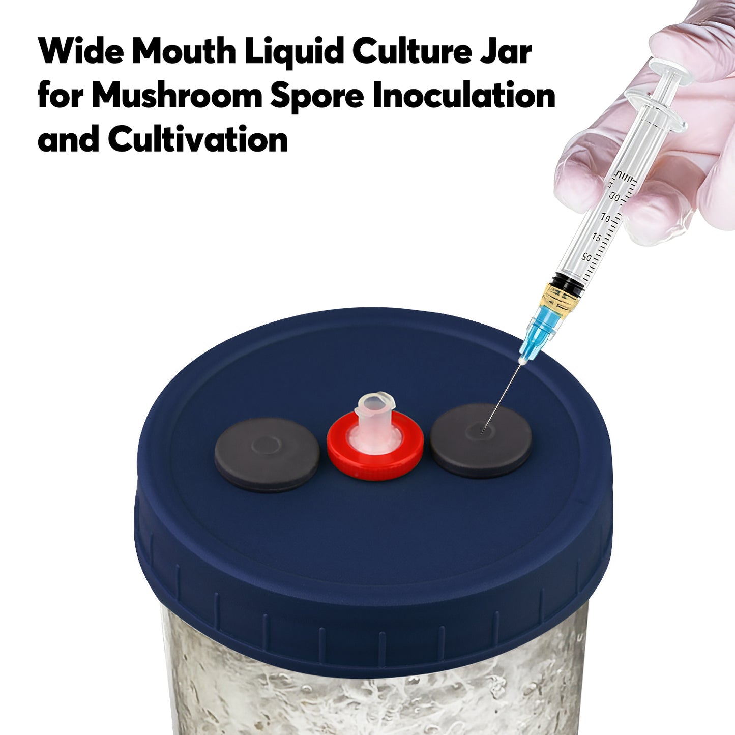 Mushroom Liquid Culture Jar with Self Healing Sealing Injection Port & Syringe Filter Port Mycology Supplies Mushroom Inoculation, Cultivation, Growing Kit 500 ML, 6PCS|PACK
