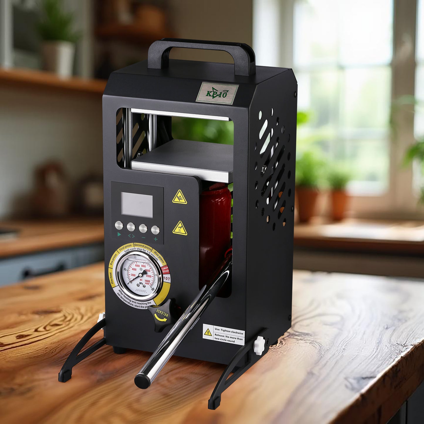 10 Tons Rosin Heat Press Machine with 5.5" X 5.5" Dual Heated Plates Manual Press with LCD Digital Display Screen & Precise Pressure Gauge 110V/220V