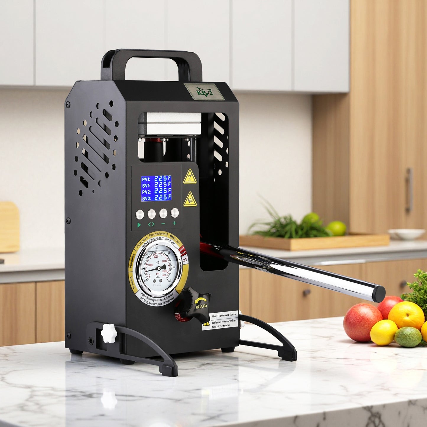 2 Tons Rosin Heat Press Machine with 3.55" X 3.15" Dual Heated Plates Manual Press with LCD Digital Display Screen & Precise Pressure Gauge 110V/220V