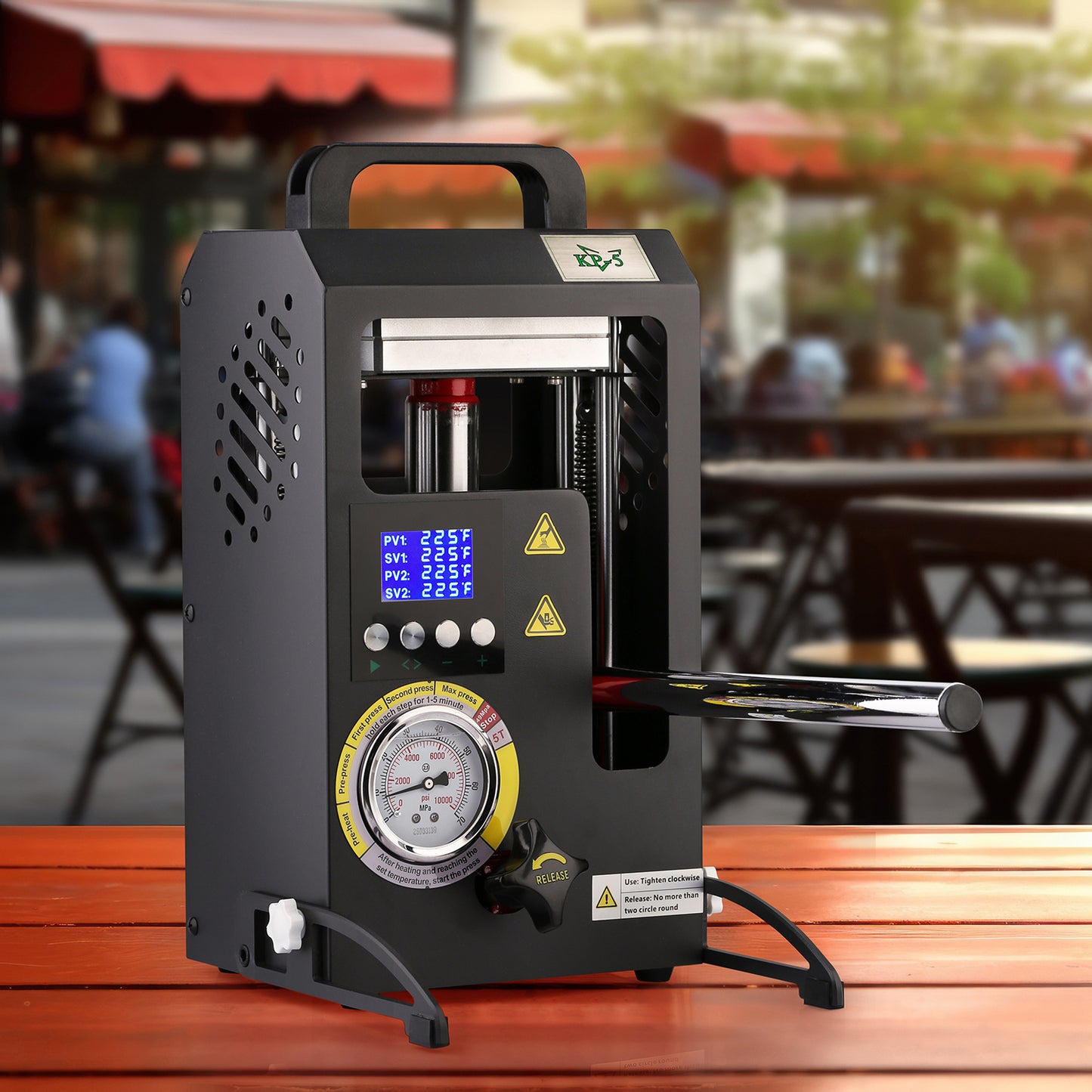 5 Tons Rosin Heat Press Machine with 4.7" X 4.1" Dual Heated Plates Manual Press with LCD Digital Display Screen & Precise Pressure Gauge 110V/220V