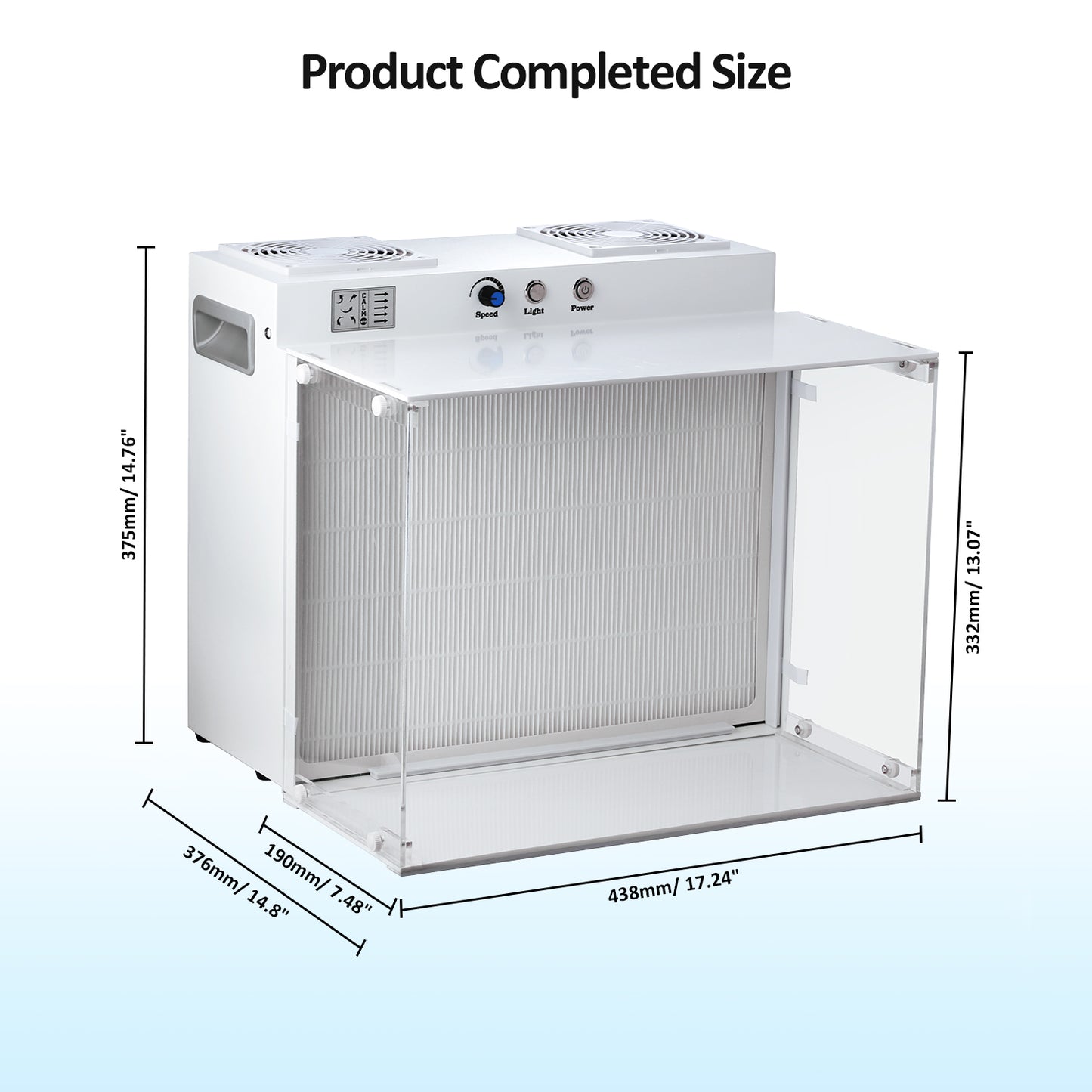 Laminar Flow Hood with H13 HEPA Filter Mushroom Inoculation & Cultivation Fan Filter Unit for Mycology Supplies Laboratory Clean Room Dual-Fan Air Filtration System