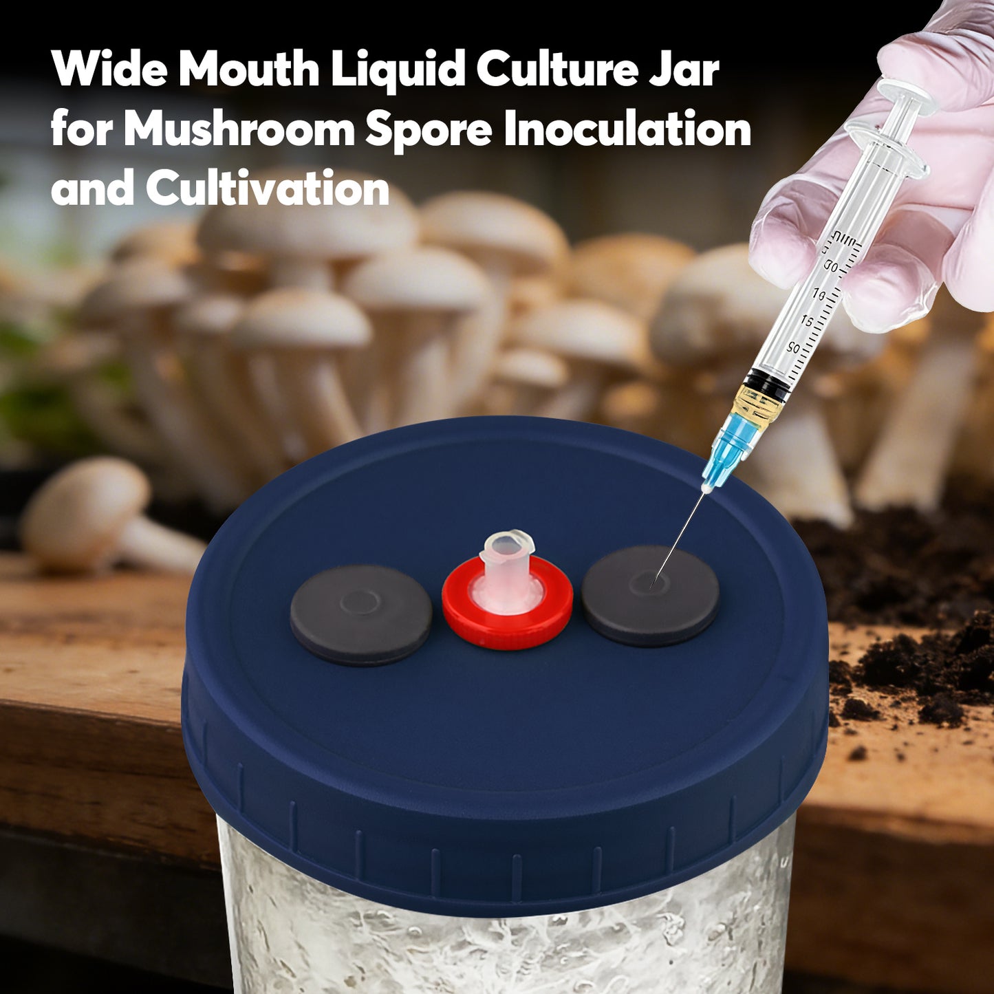 Mushroom Liquid Culture Jar with Self Healing Sealing Injection Port & Syringe Filter Port Mycology Supplies Mushroom Inoculation, Cultivation, Growing Kit 500 ML, 6PCS|PACK