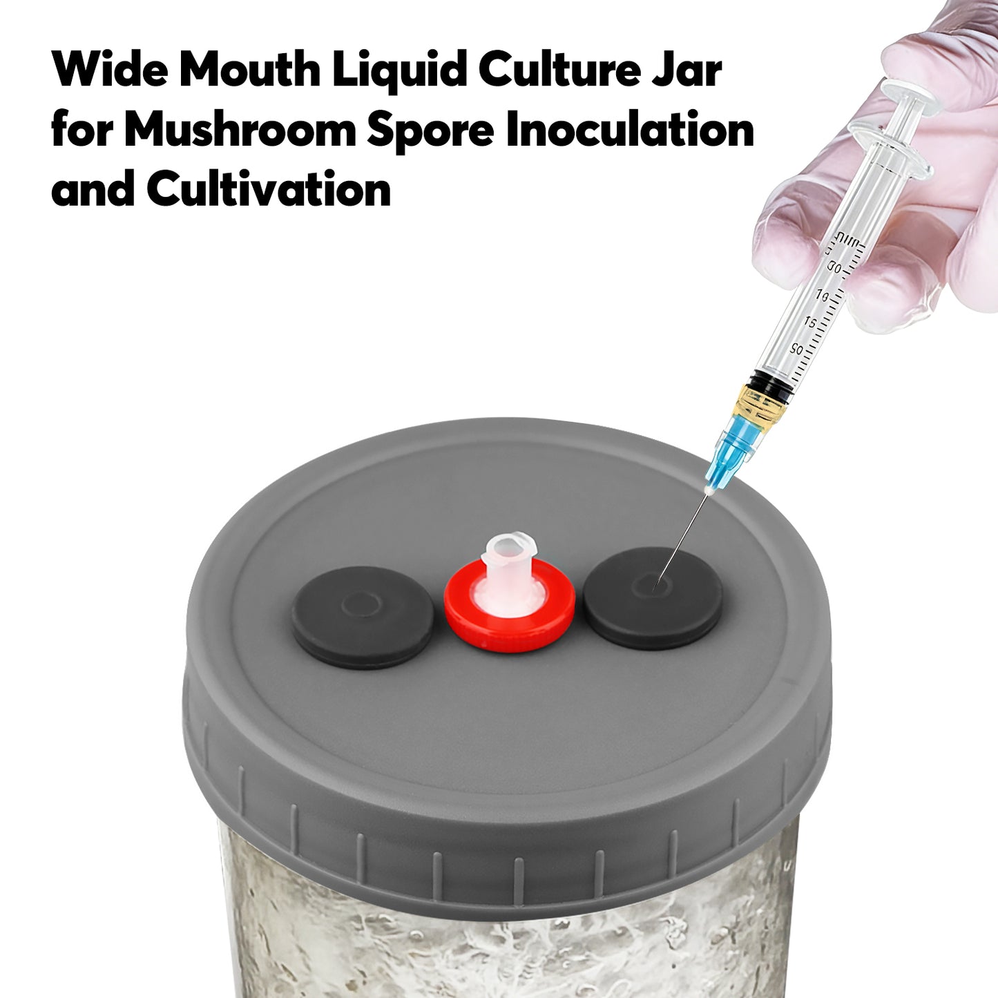 Mushroom Liquid Culture Jar with Self Healing Sealing Injection Port & Syringe Filter Port Mycology Supplies Mushroom Inoculation, Cultivation, Growing Kit 500 ML, 6PCS|PACK