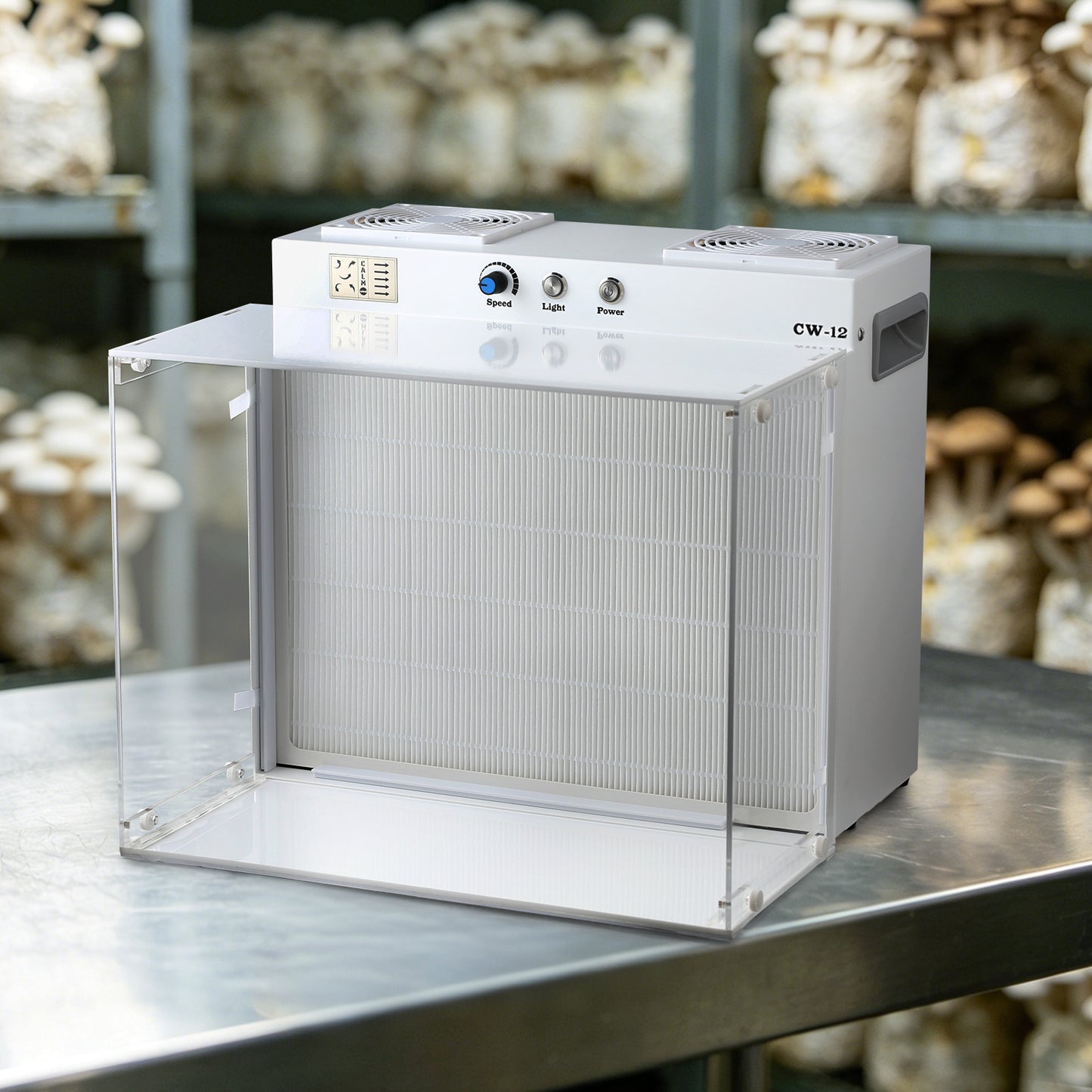 Laminar Flow Hood with H12 HEPA Filter Mushroom Inoculation & Cultivation Fan Filter Unit for Mycology Supplies Laboratory Clean Room Dual-Fan Air Filtration System