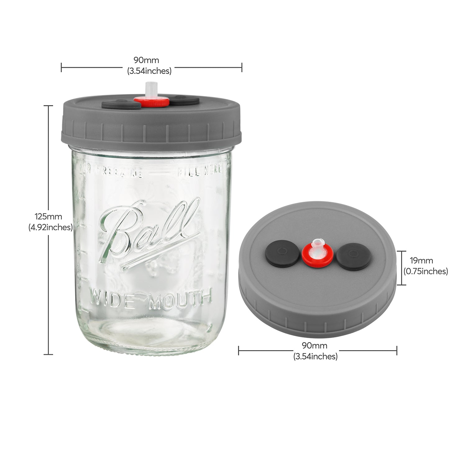 Mushroom Liquid Culture Jar with Self Healing Sealing Injection Port & Syringe Filter Port Mycology Supplies Mushroom Inoculation, Cultivation, Growing Kit 500 ML, 6PCS|PACK