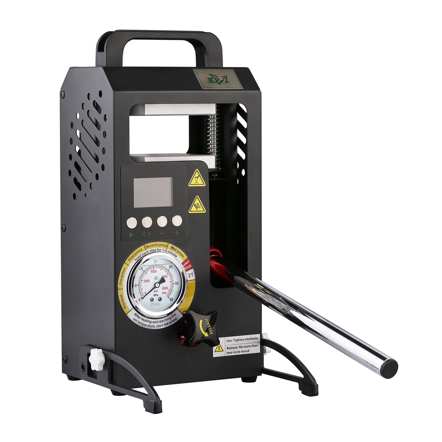 2 Tons Rosin Heat Press Machine with 3.55" X 3.15" Dual Heated Plates Manual Press with LCD Digital Display Screen & Precise Pressure Gauge 110V/220V
