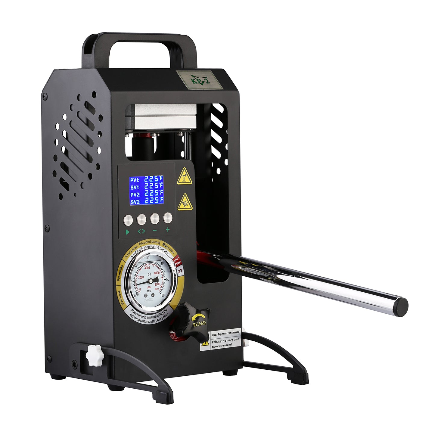 2 Tons Rosin Heat Press Machine with 3.55" X 3.15" Dual Heated Plates Manual Press with LCD Digital Display Screen & Precise Pressure Gauge 110V/220V
