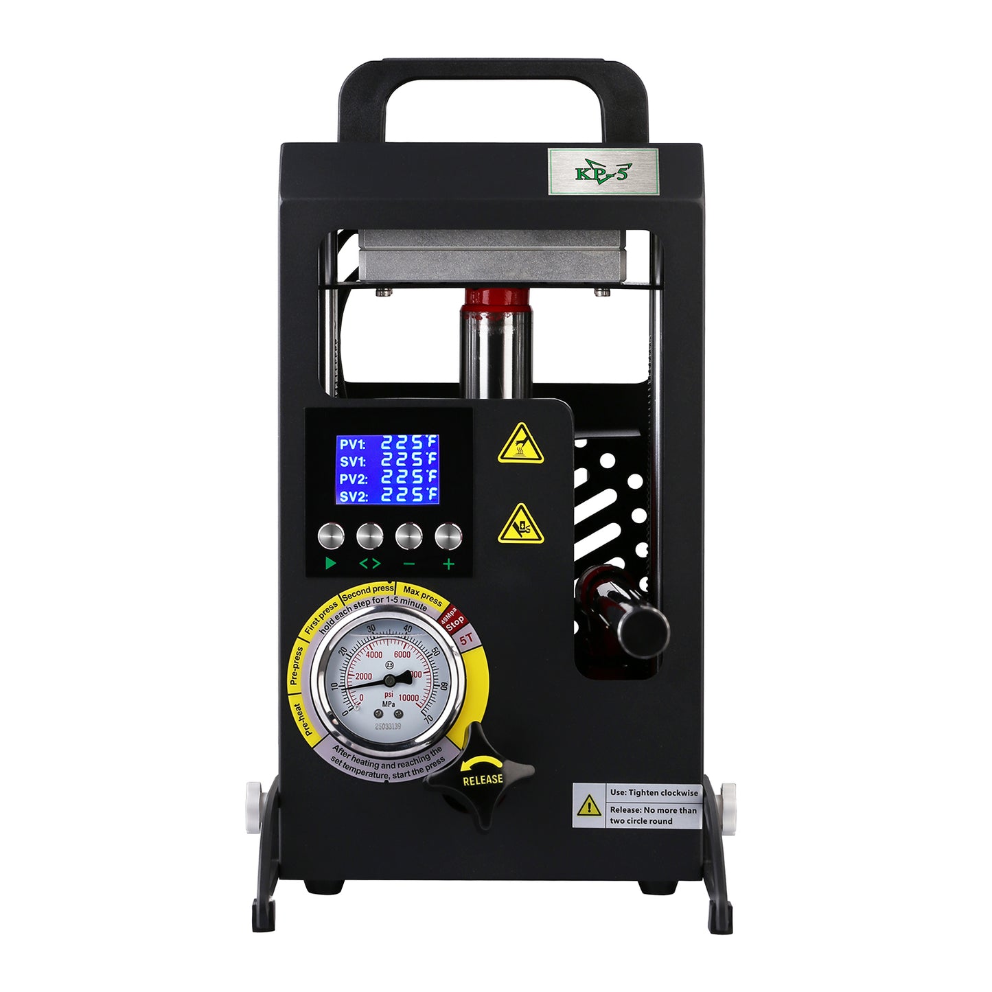 5 Tons Rosin Heat Press Machine with 4.7" X 4.1" Dual Heated Plates Manual Press with LCD Digital Display Screen & Precise Pressure Gauge 110V/220V