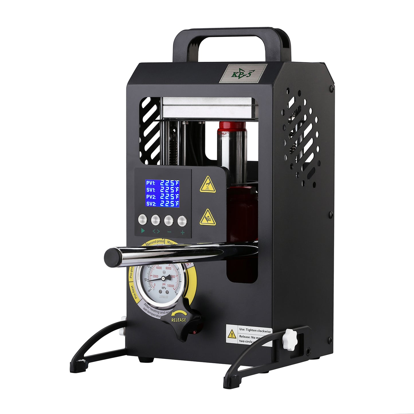 5 Tons Rosin Heat Press Machine with 4.7" X 4.1" Dual Heated Plates Manual Press with LCD Digital Display Screen & Precise Pressure Gauge 110V/220V