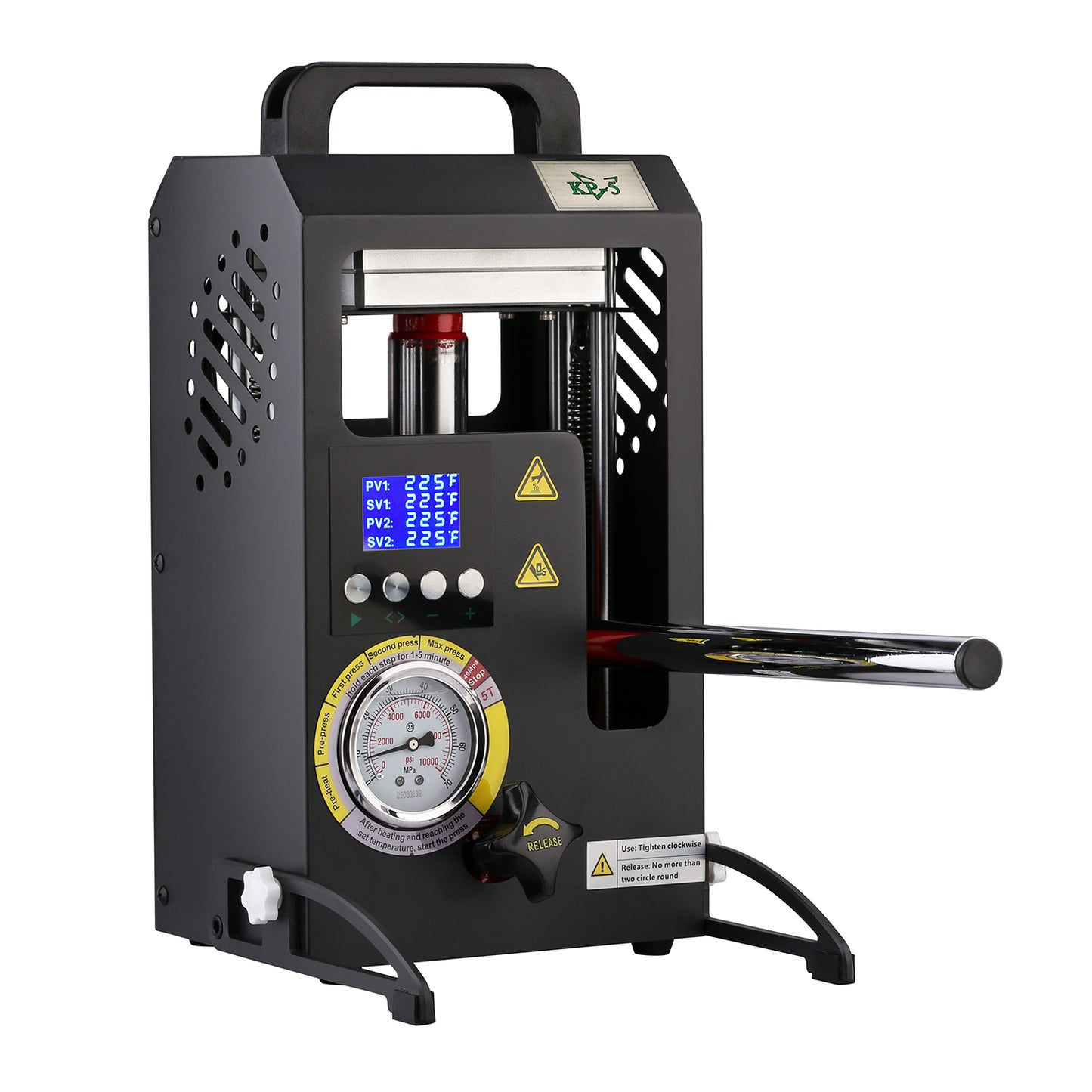 5 Tons Rosin Heat Press Machine with 4.7" X 4.1" Dual Heated Plates Manual Press with LCD Digital Display Screen & Precise Pressure Gauge 110V/220V
