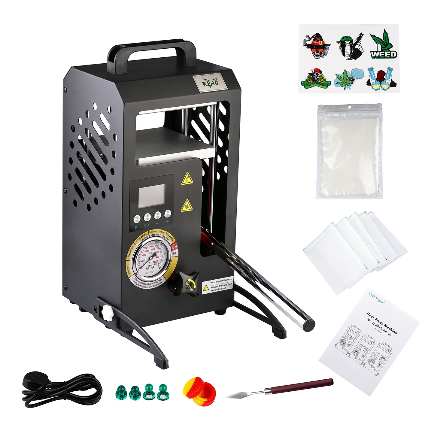 10 Tons Rosin Heat Press Machine with 5.5" X 5.5" Dual Heated Plates Manual Press with LCD Digital Display Screen & Precise Pressure Gauge 110V/220V