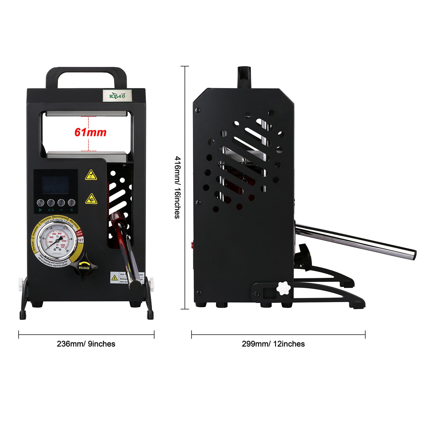 10 Tons Rosin Heat Press Machine with 5.5" X 5.5" Dual Heated Plates Manual Press with LCD Digital Display Screen & Precise Pressure Gauge 110V/220V