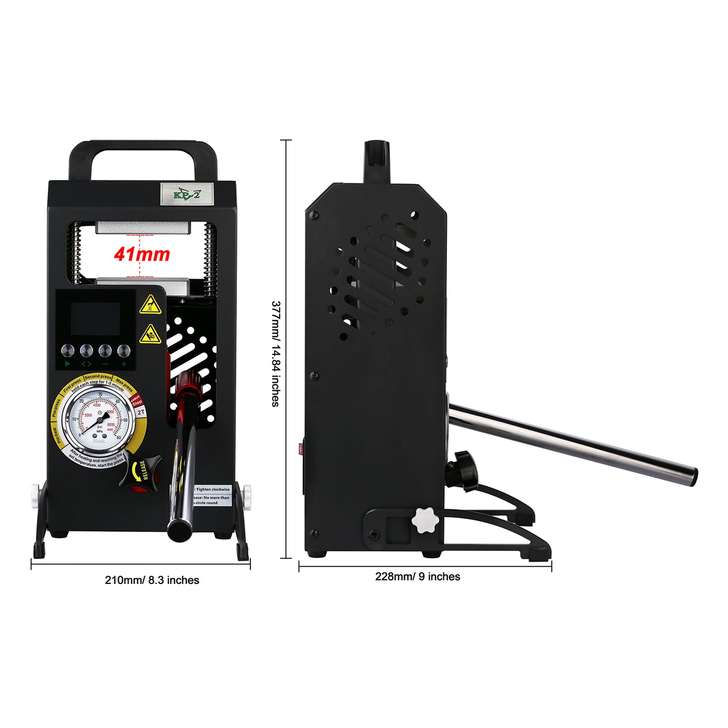 2 Tons Rosin Heat Press Machine with 3.55" X 3.15" Dual Heated Plates Manual Press with LCD Digital Display Screen & Precise Pressure Gauge 110V/220V