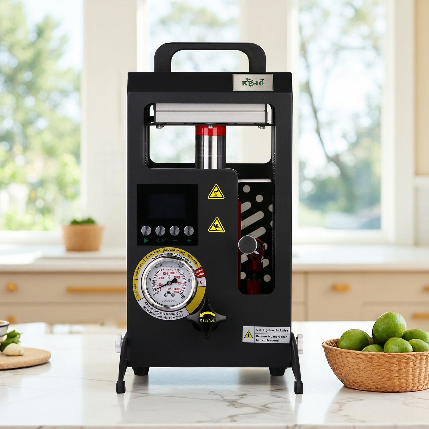 10 Tons Rosin Heat Press Machine with 5.5" X 5.5" Dual Heated Plates Manual Press with LCD Digital Display Screen & Precise Pressure Gauge 110V/220V