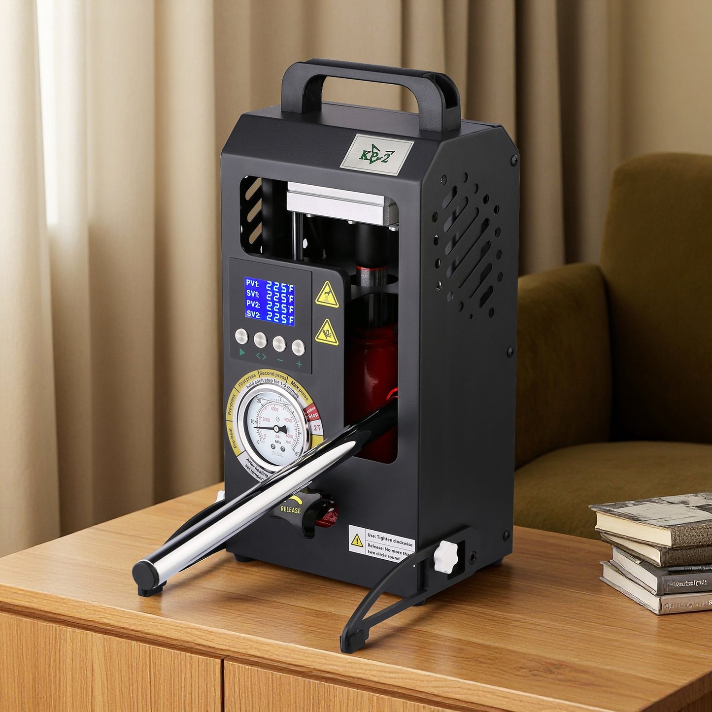 2 Tons Rosin Heat Press Machine with 3.55" X 3.15" Dual Heated Plates Manual Press with LCD Digital Display Screen & Precise Pressure Gauge 110V/220V