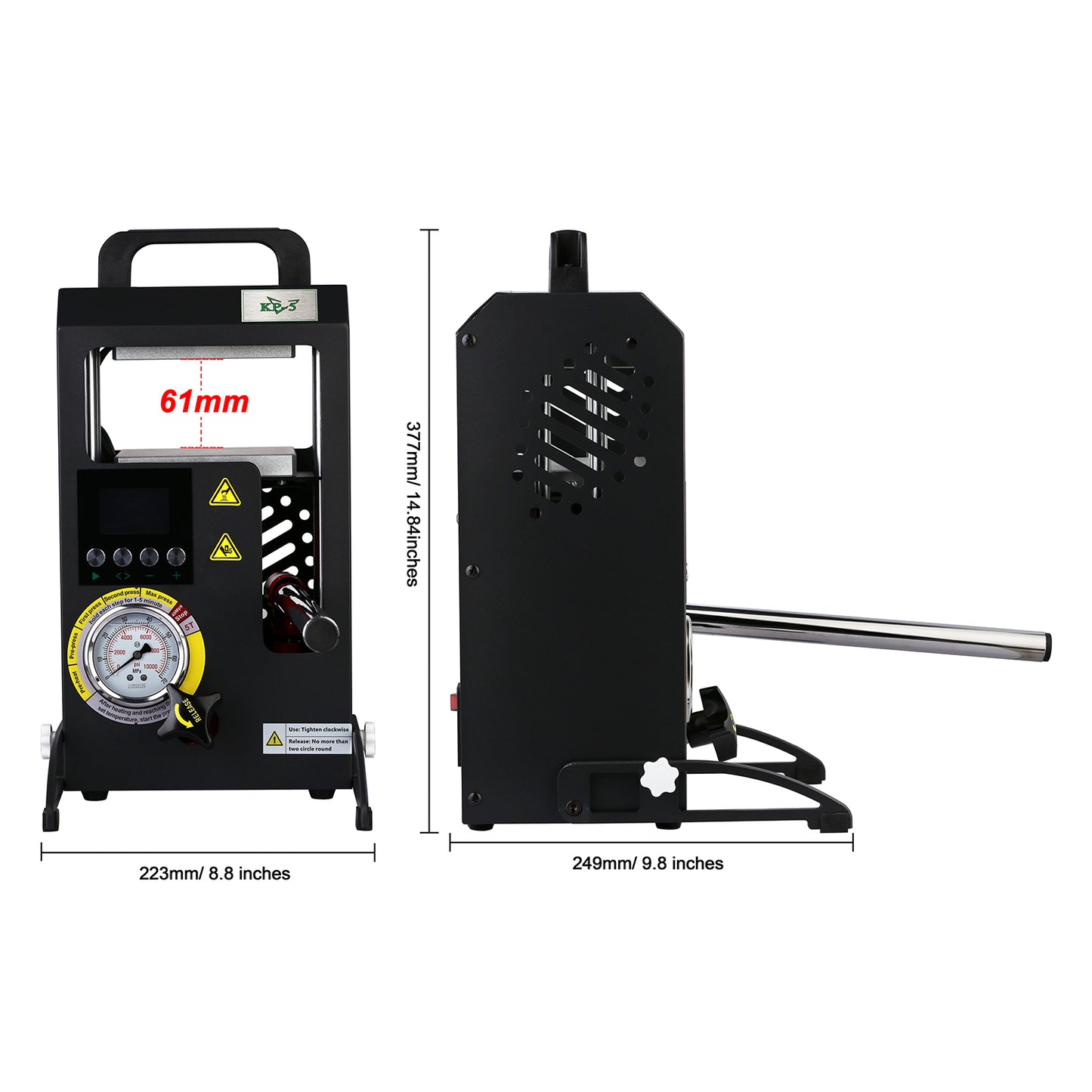 5 Tons Rosin Heat Press Machine with 4.7" X 4.1" Dual Heated Plates Manual Press with LCD Digital Display Screen & Precise Pressure Gauge 110V/220V