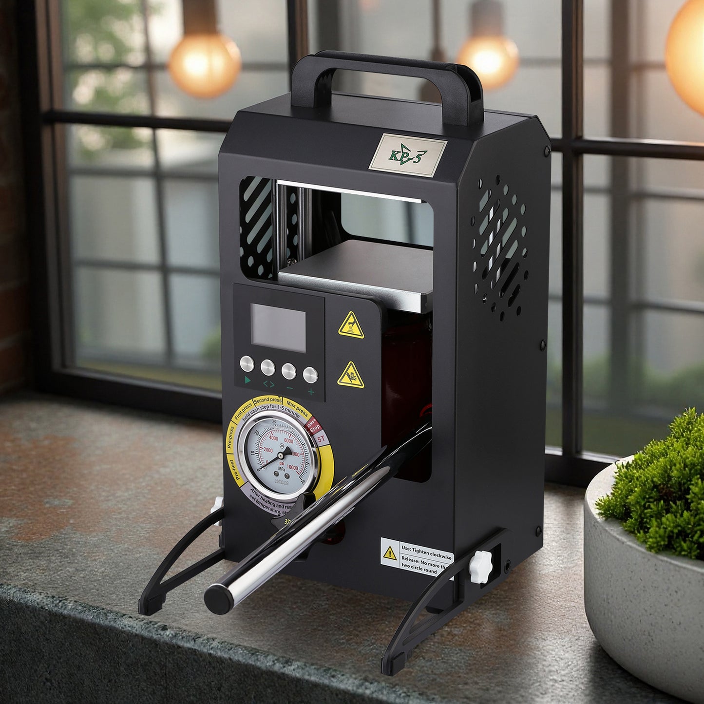 5 Tons Rosin Heat Press Machine with 4.7" X 4.1" Dual Heated Plates Manual Press with LCD Digital Display Screen & Precise Pressure Gauge 110V/220V