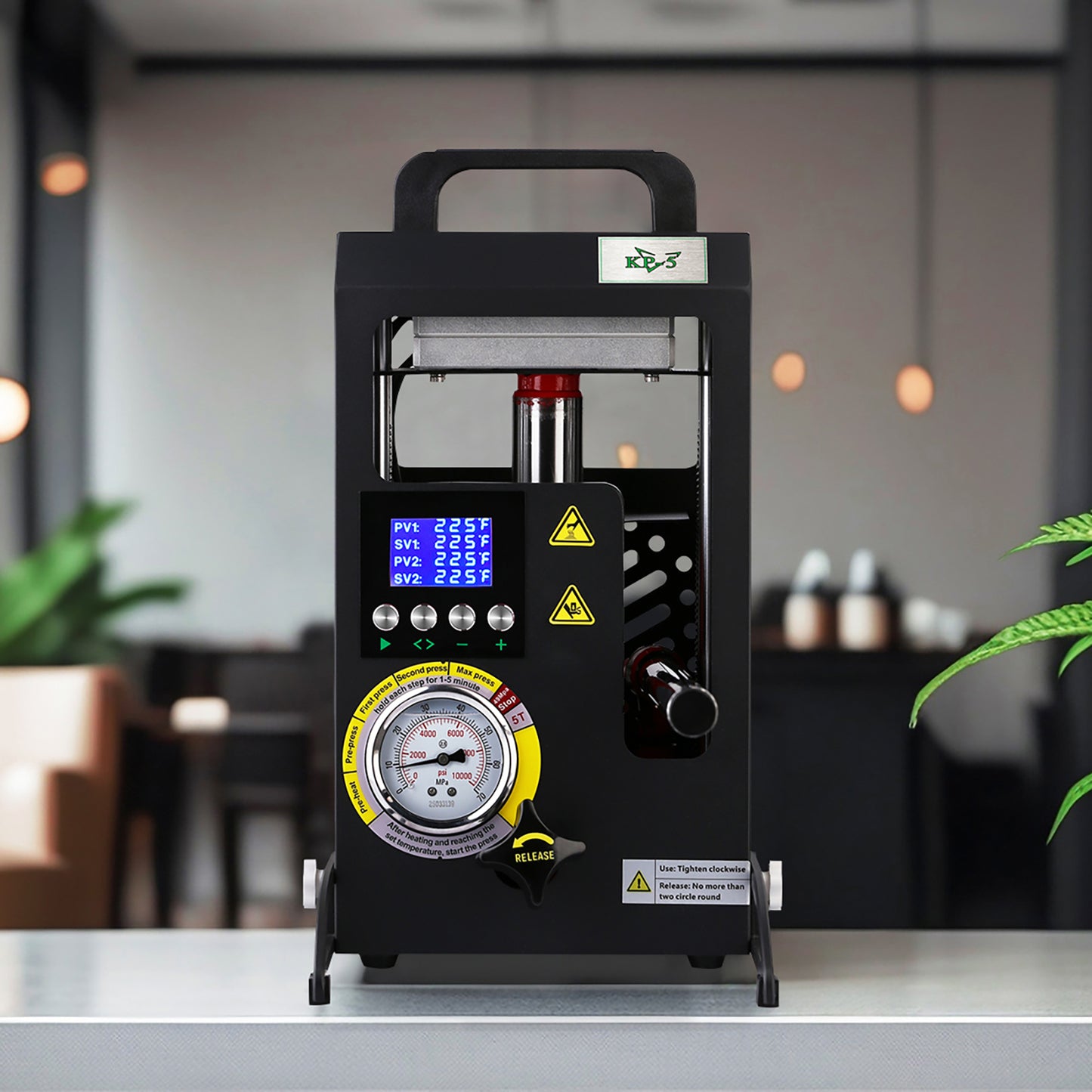 5 Tons Rosin Heat Press Machine with 4.7" X 4.1" Dual Heated Plates Manual Press with LCD Digital Display Screen & Precise Pressure Gauge 110V/220V