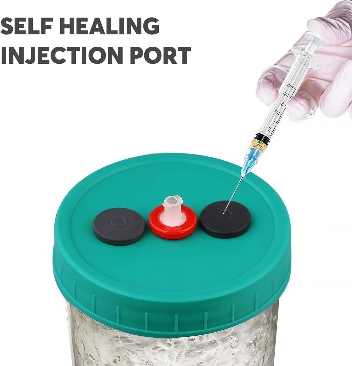 Mushroom Liquid Culture Jar with Self Healing Sealing Injection Port & Syringe Filter Port Mycology Supplies Mushroom Inoculation, Cultivation, Growing Kit 500 ML, 6PCS|PACK