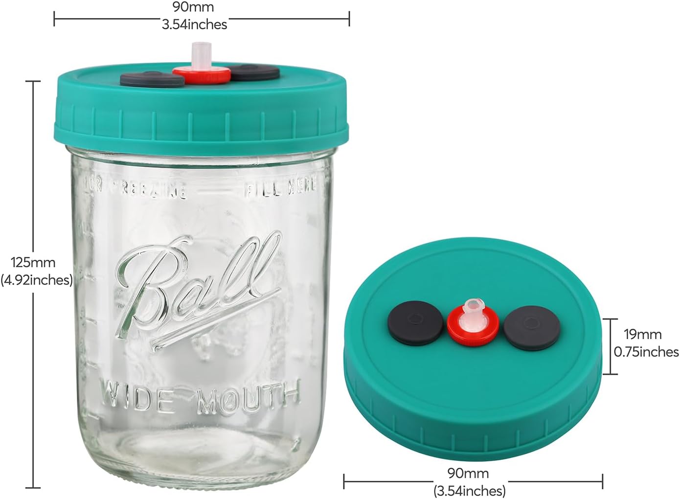 Mushroom Liquid Culture Jar with Self Healing Sealing Injection Port & Syringe Filter Port Mycology Supplies Mushroom Inoculation, Cultivation, Growing Kit 500 ML, 6PCS|PACK