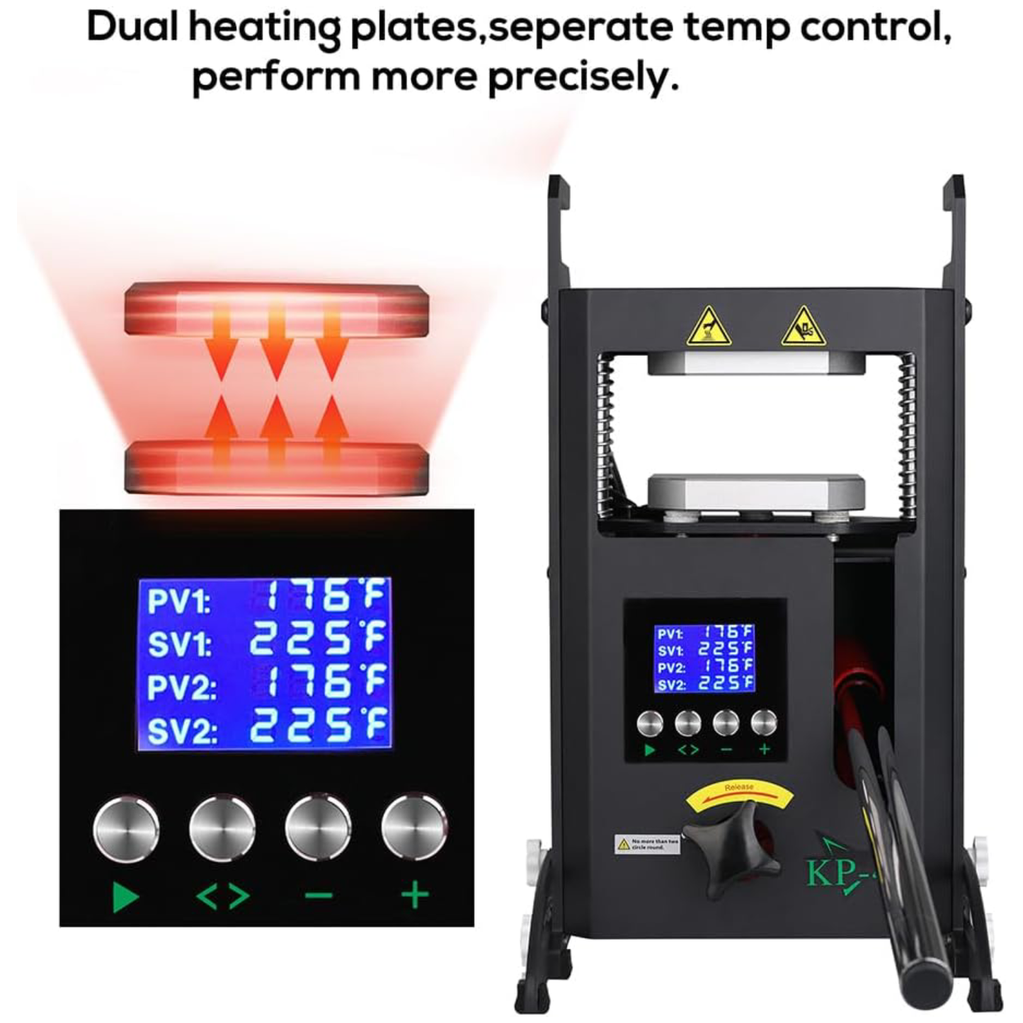 Rosin Heat Press Machine with Dual Heated Plates 4 Tons Manual Press with LCD Digital Display Screen